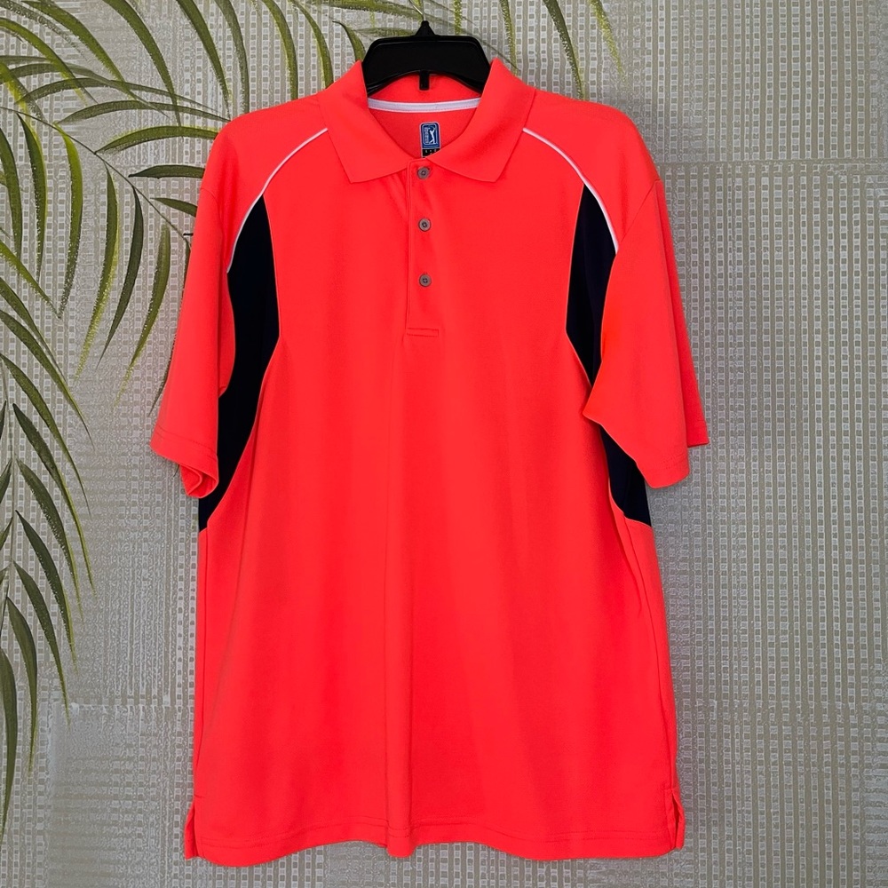 PGA Tour Airflux orange/black short sleeved golf shirt Size L